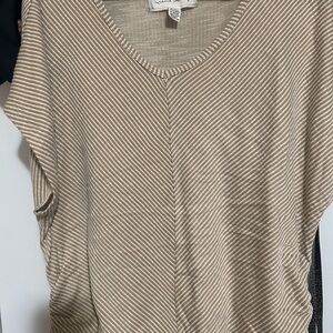 French Laundry Beige Striped Blouse
